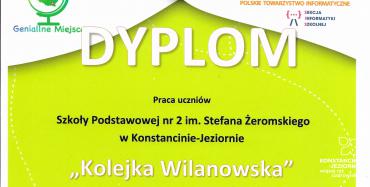 Dyplom dla uczestników konkursu "Genialne Miejsca"
